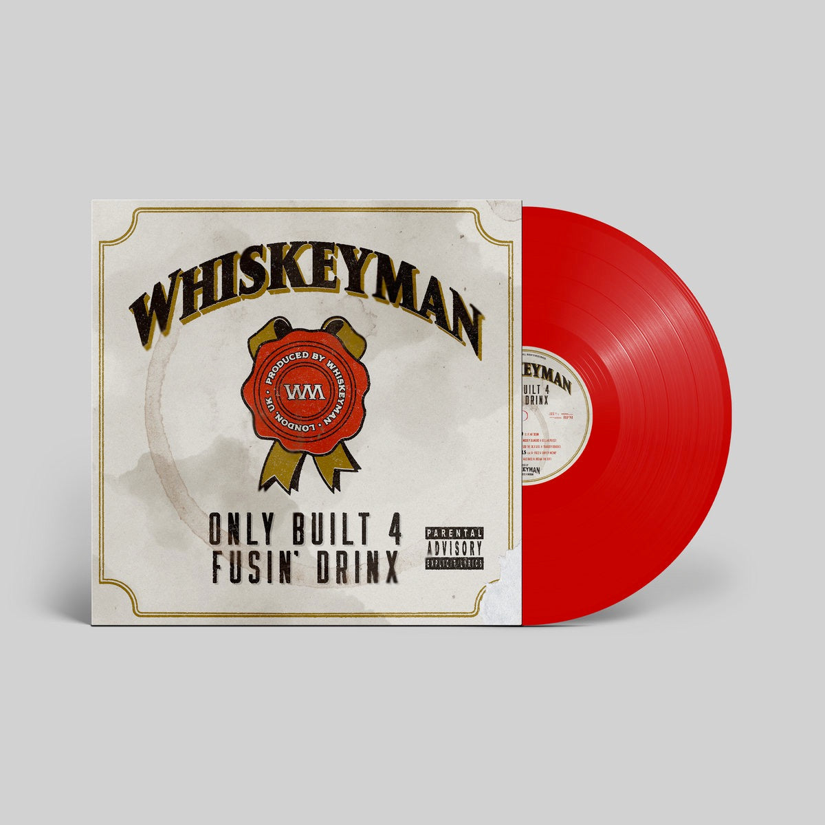 Image of Back Cover of 1333104E: LP - WHISKEYMAN, Only Built 4 Fusin' Drinx (Moonshine Records; MOON006, Worldwide 2022, Red Vinyl)   NEW/NEW