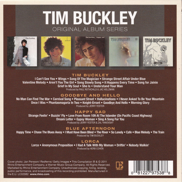 Image of Back Cover of 5xCD -  - TIM BUCKLEY, Original Album Series (Elektra; 8122797538, UK & Europe 2011, Slipcase, 5 Inners), ,  - 2236103E