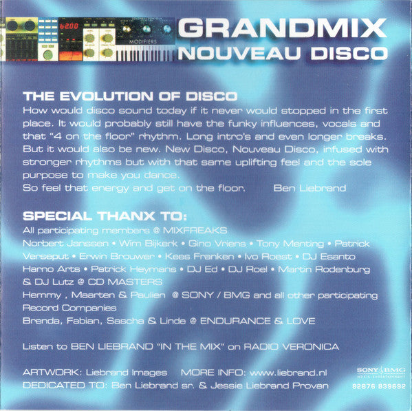 Image of Label Cover of 3xCDs - VG+/EX - BEN LIEBRAND, Grandmix Nouveau Disco (Sony BMG Music Entertainment; 82876 839692, Netherlands 2006), Still SEALED In Shrinkwrap, Couple hairline marks on jewel case,  - 1256125S