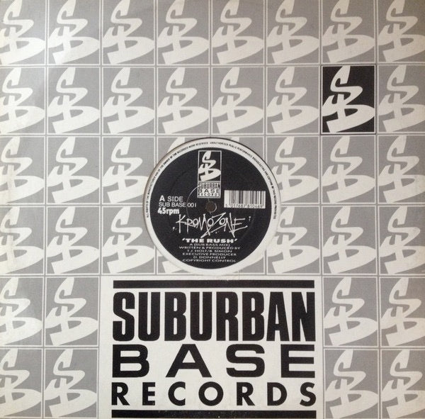 Image of Front Cover of 12" - VG+/G+ - KROMOZONE, The Rush (Sub Bass Mix) / The Rush (Dub Bass Mix) (Suburban Base Records; SUB BASE 001, UK 1991, Company Sleeve), ,  - 1616571C