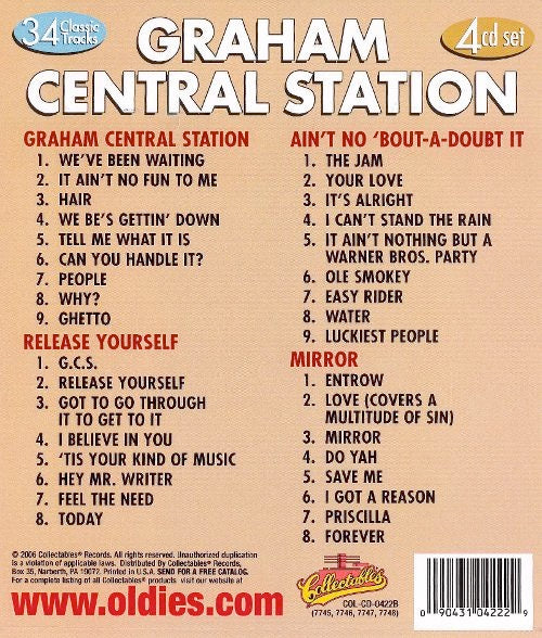 Image of Back Cover of 2953138S: 4xCD - GRAHAM CENTRAL STATION, Collectables Classics (Collectables; COL-CD-0422B, US 2006, Wooden Box Set) SEALED  VG+/EX