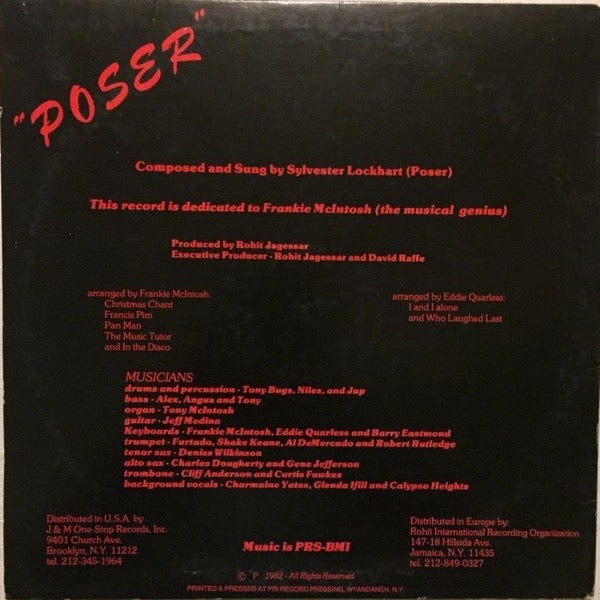 Image of Back Cover of LP - G+/G+ - POSER, Hot And Sweet (Rohit International; none, US 1983), Marks on either side of the record. Some discolouring and edge wear to the sleeve. WOL/WOS,  - 4146034S