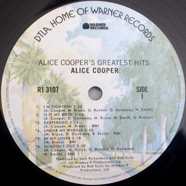 Image of Label of 0854458S: LP - ALICE COOPER, Alice Cooper's Greatest Hits (Warner Records; 603497857883, US 2020 Reissue)   NEW/NEW