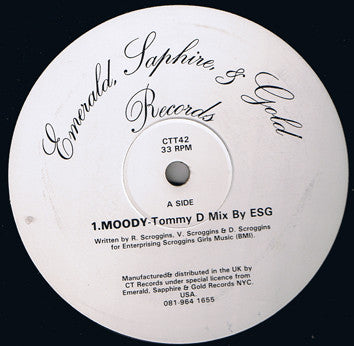 Image of Front Cover of 12" - /VG+ - ESG, Moody (C.T. Records; CTT42, UK 1993, Plain Sleeve), , A - Moody (Tommy D Mix)B1 - Moody (Seb Fontaine Mix)B2 - Moody (Original Mix) - 4246311S