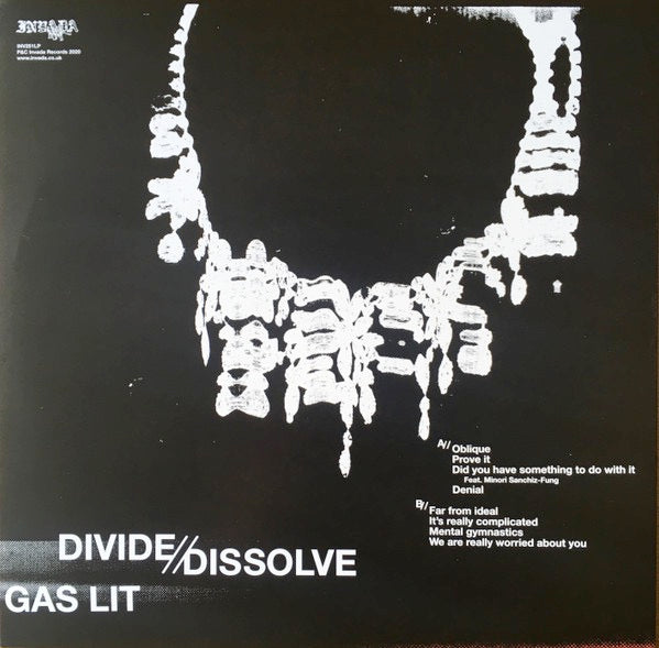 Image of Back Cover of 4544269S: LP - DIVIDE AND DISSOLVE, Gas Lit (Invada; INV251LP, UK & Ireland 2021, Insert, Red Vinyl)   VG+/VG+