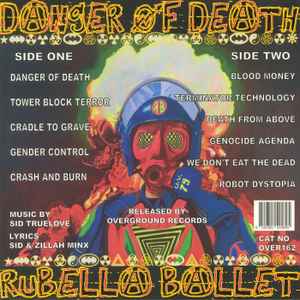 Image of Back Cover of 1133168E: LP - RUBELLA BALLET, Danger Of Death (Overground Records; OVER 162LP, UK 2018, Pink Vinyl. With CD.)   NEW/NEW