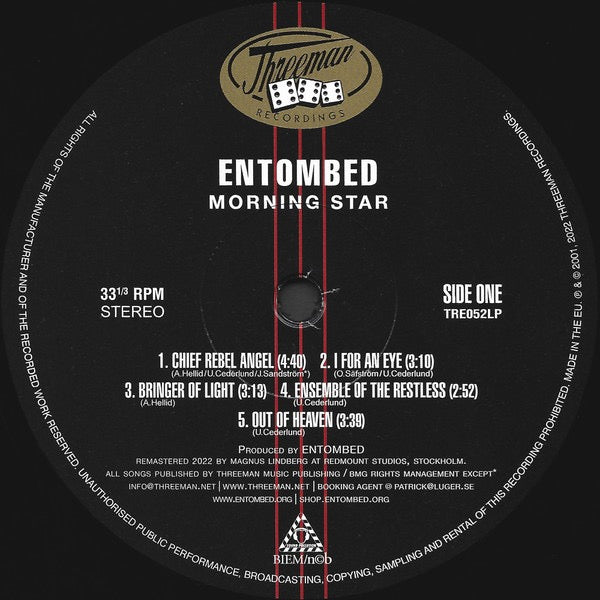 Image of Label of 2433031E: LP - ENTOMBED, Morning Star (Threeman Recordings; TRE052LP, Europe 2022 Reissue, Gatefold, Inner)   NEW/NEW