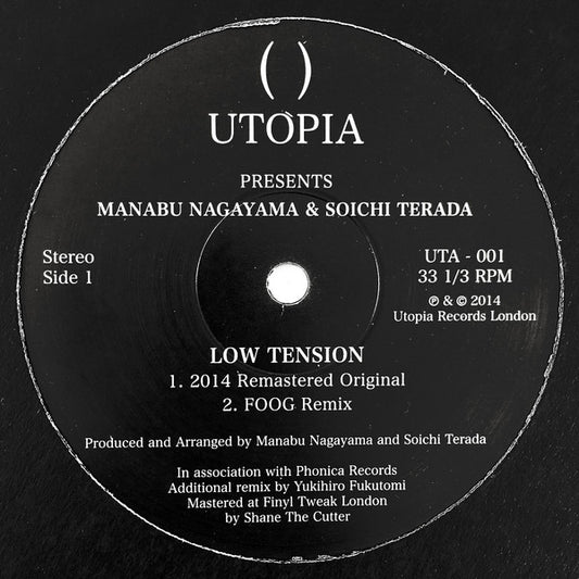 Image of Front Cover of 12" - /VG - MANABU NAGAYAMA & SOICHI TERADA, Low Tension (Utopia Records ; UTA - 001, UK 2017, Plain Sleeve, Black Inner), ,  - 1326344E