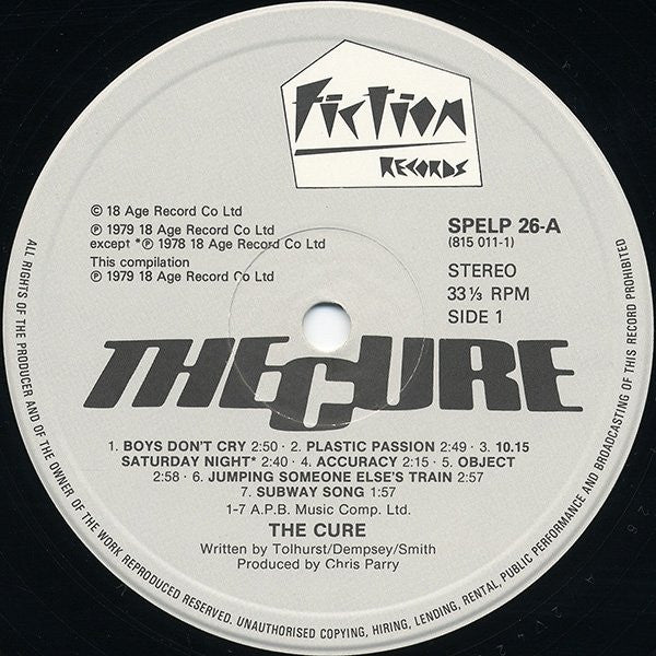 Image of Label Cover of LP - VG/G+ - THE CURE, Boys Don't Cry (Fiction Records; SPELP 26, UK 1986 Reissue, Printed In Holland), Light scratches, scuffs & hairlines, edge wear, light sticker damage,  - 3446007S