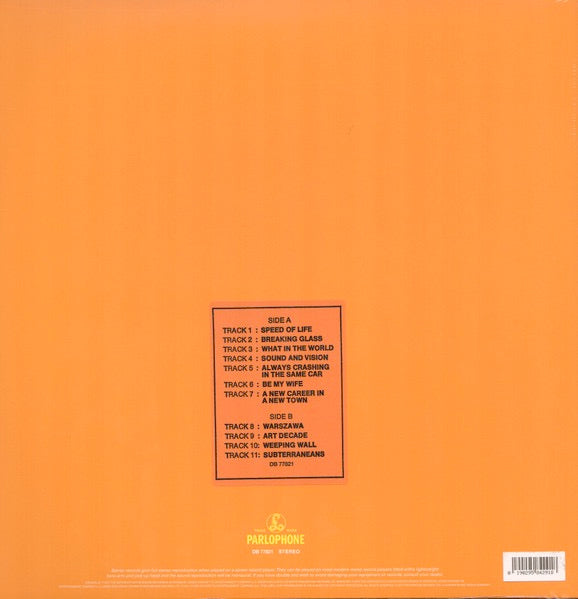 Image of Back Cover of LP - VG/VG+ - DAVID BOWIE, Low (Parlophone; DB 77821, UK 2018 Reissue, Inner & Insert, Fan Club Leaflet, 180 Gram Vinyl), Sleeve has light ring wear & the start of a split on top seam.,  - 4216640C