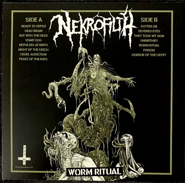 Image of Back Cover of 3614216C: LP - NEKROFILTH, Worm Ritual (Hells Headbangers; HELLS 257, US 2018, Insert) Stickered plastic sleeve.  VG+/VG+