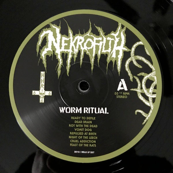 Image of Label Cover of 3614216C: LP - NEKROFILTH, Worm Ritual (Hells Headbangers; HELLS 257, US 2018, Insert) Stickered plastic sleeve.  VG+/VG+