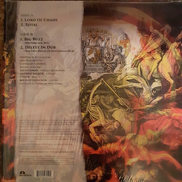 Image of Back Cover of 1934050E: 12" EP - KILLING JOKE, Lord Of Chaos EP (Spinefarm Records; SPINE547010, Europe 2022, Limited Edition, Clear Vinyl)   NEW/NEW