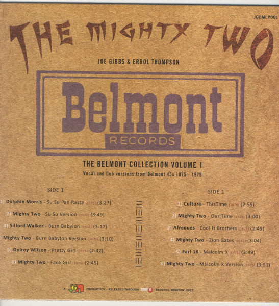 Image of Back Cover of 1954082S: LP - THE MIGHTY TWO, The Belmont Collection Volume 1 (Studio 16; JGBMLP001, UK 2023)   NEW/NEW