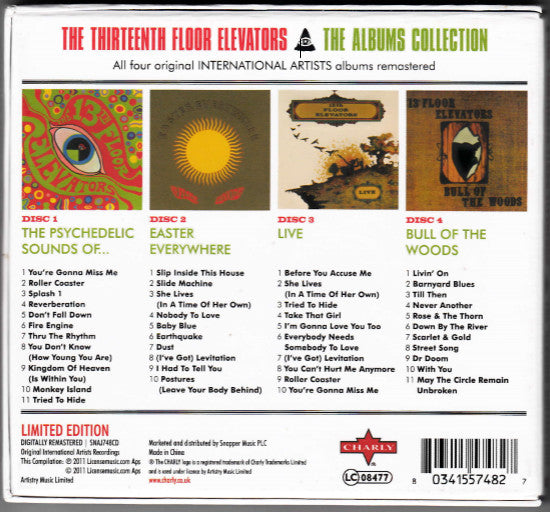 Image of Back Cover of 3655165S: 4xCD - THE THIRTEENTH FLOOR ELEVATORS, The Albums Collection (Charly Records; SNAJ748CD, UK 2011, Box Set, Booklet)   VG+/VG+