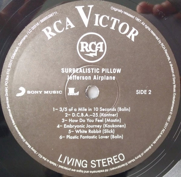 Image of Label Cover of LP - EX/EX - JEFFERSON AIRPLANE, Surrealistic Pillow (RCA Victor; 88985396711, Europe 2017 Reissue, 180 Gram Vinyl), ,  - 3526361E