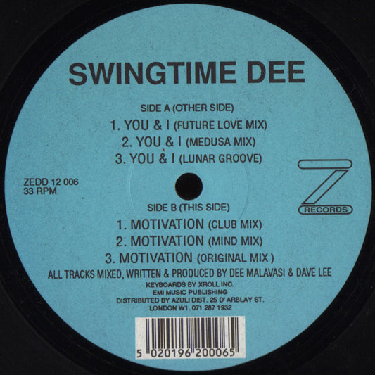 Image of Front Cover of 12" - /VG+ - SWINGTIME DEE, You & I / Motivation (Z Records; ZEDD 12 006, UK 1993, Plain Sleeve), ,  - 2246072S