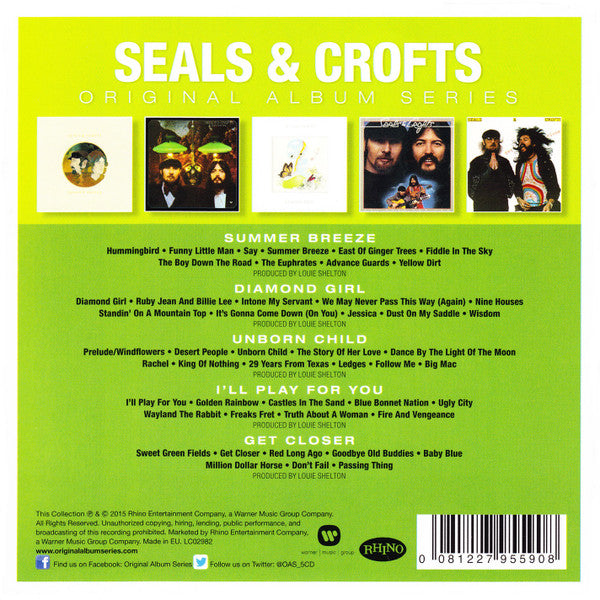 Image of Back Cover of 5xCD - VG+/VG+ - SEALS & CROFTS, Original Album Series (Rhino Entertainment Company; 0081227955908, Europe 2015, Box Set, 5 Inners), ,  - 3636003E