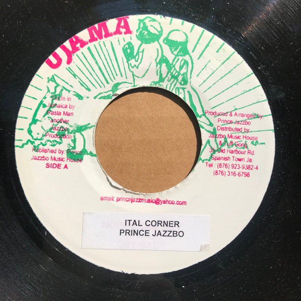 Image of Front Cover of 1223427E: 7"  - PRINCE JAZZBO, Ital Corner / Black A Black Dub (Ujama; none, Jamaica Reissue, Stickered labels) G++ light marks/hairlines only.  /G+