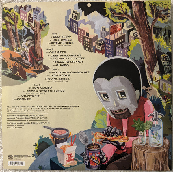 Image of Back Cover of 2xLP - VG+/VG+ - MF DOOM, MM..Food (Rhymesayers Entertainment; RSE0084-1, US 2020 Reissue, Glossy Gatefold Sleeve, Green Vinyl, Pink Vinyl), VG++ Looks brand new,  - 2046202S