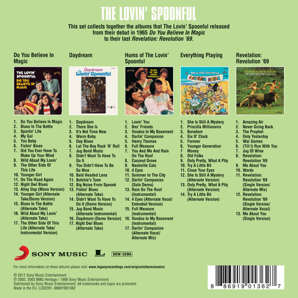 Image of Back Cover of 5xCD - VG+/VG+ - THE LOVIN' SPOONFUL, Original Album Classics (Legacy ; 88691901362, Europe 2011, Box Set, 5 Inners), ,  - 3816568C