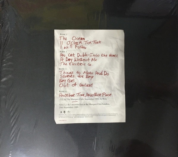 Image of Back Cover of 2x10" - NEW/NEW - U2, Another Time, Another Place: Live At The Marquee London 1980 (U2 Dot Com; U2COMV10, US 2015), ,  - 4236209E