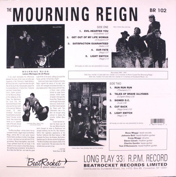 Image of Back Cover of LP - EX/EX - THE MOURNING REIGN, Mourning Reign (BeatRocket; BR 102, US 1998), Opened Instore, Still In Shrinkwrap,  - 3626272E