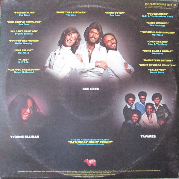 Image of Back Cover of 2xLP - VG/VG - VARIOUS, Saturday Night Fever (The Original Movie Sound Track) (RSO; 2658 123, UK 1977, Gatefold, Insert), ,  - 3116258C