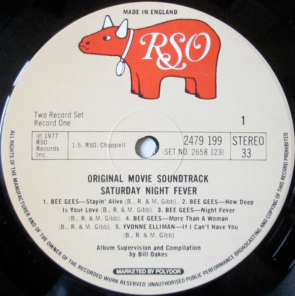 Image of Label Cover of 2xLP - VG/VG - VARIOUS, Saturday Night Fever (The Original Movie Sound Track) (RSO; 2658 123, UK 1977, Gatefold, Insert), ,  - 3116258C