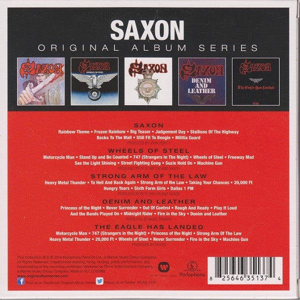 Image of Back Cover of 5xCD - VG+/EX - SAXON, Original Album Series (Parlophone; 2564635137, Europe 2014, Box Set), ,  - 3216483C