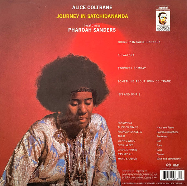Image of Back Cover of LP - NEW/NEW - ALICE COLTRANE, Journey in Satchidananda (Acoustic Sounds Series) (Verve; 4847635, US 2023 Reissue, Gatefold, Remastered 180 Gram Vinyl from Analog Tapes housed in Deluxe Gatefold Packaging.), , One of Rolling Stone s 500 Greatest Albums of All Time, Alice Coltrane s fourth Impulse! album finds her on piano and harp in the company of saxophonist Pharoah Sanders. "Almost 50 years after [it] was r                                                                            