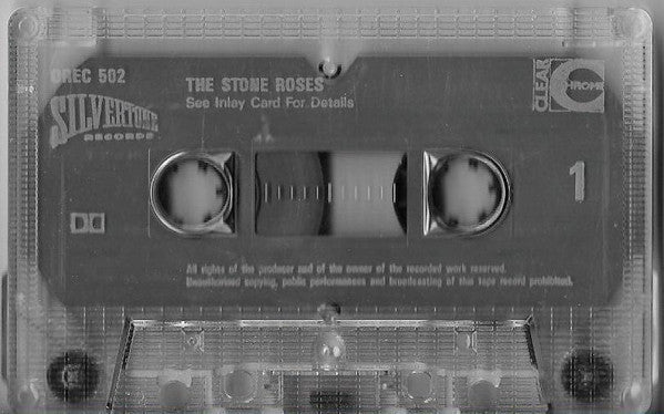 Image of Label Cover of Cassette - VG+/VG+ - THE STONE ROSES, The Stone Roses (Silvertone Records; ORE C 502, UK 1989, J-Card, Clear Shell With Textured Border, Window Bars, V Indent At Top & Bottom Of Slipsheet), ,  - 3116471C
