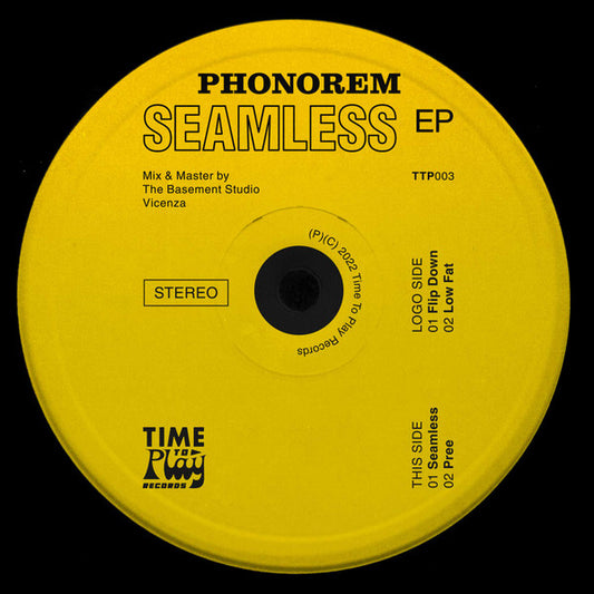 Image of Front Cover of 1313187C: 12" - PHONOREM, Seamless / Pree / Flip Down / Low Fat (Time To Play Records; TTP003, Italy 2023, Picture Sleeve, Stereo)   NEW/NEW