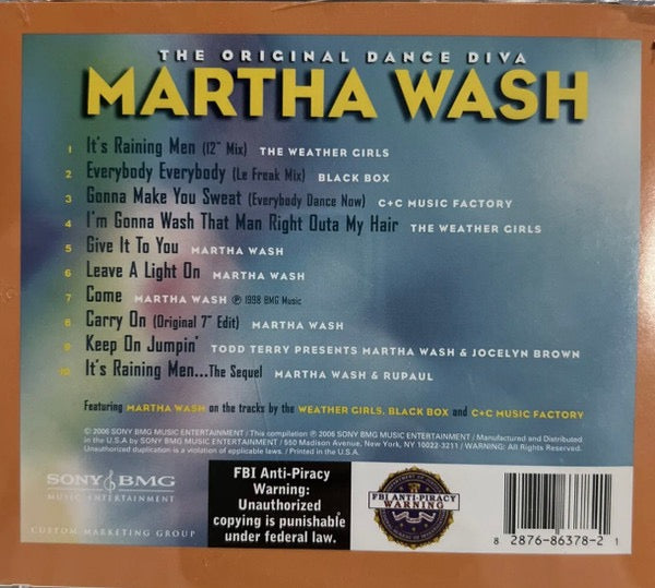 Image of Back Cover of CD - M/M - MARTHA WASH, The Original Dance Diva (Sony BMG Music Entertainment; A686378, US 2006, Jewel Case), SEALED,  - 2316507C