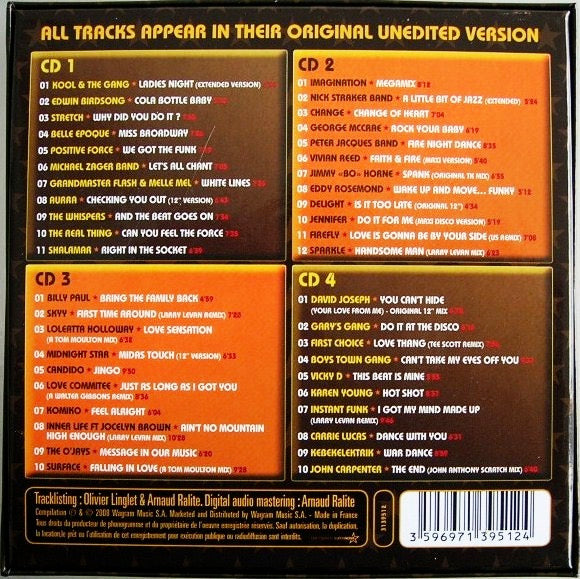Image of Back Cover of 4xCD - VG+/EX - VARIOUS, Maxi Singles Disco Funk (Wagram Music; 3139512, France 2008, Box Set), Opened Instore,  - 2256013S