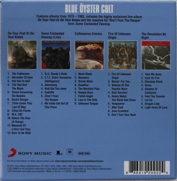 Image of Back Cover of 5xCD - VG+/VG+ - BLUE OYSTER CULT, Original Album Classics (Columbia ; 88691900922, Europe 2011, Slipcase), ,  - 3216299C