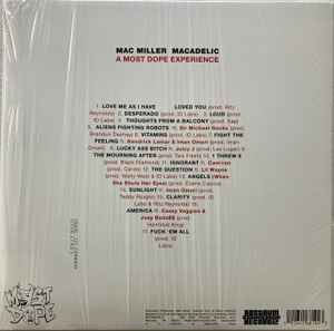 Image of Back Cover of 4844507S: 2xLP - MAC MILLER, Macadelic (Rostrum Records; RSTRM424LE, USA, Canada & Europe 2022 Reissue, Poster, Sticker, Silver Vinyl) Seal opened instore, still partially in stickered shrinkwrap.  VG+/EX