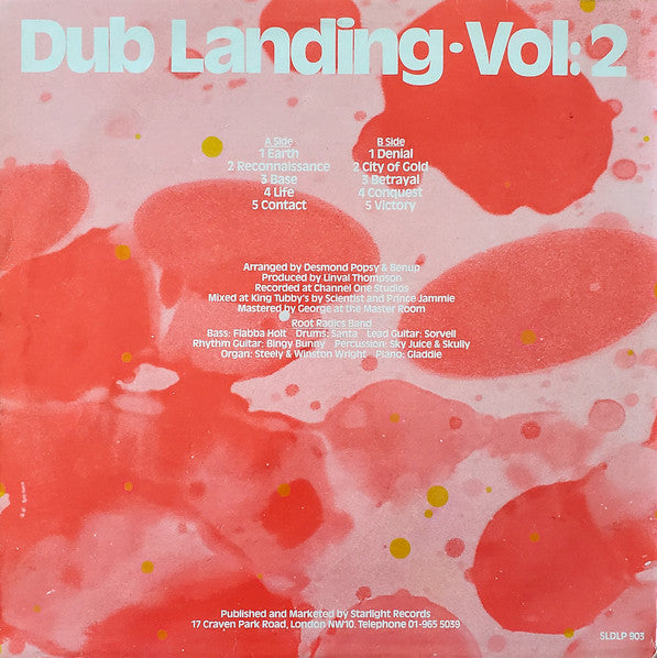 Image of Back Cover of LP - VG+/VG - SCIENTIST AND PRINCE JAMMY, Dub Landing Vol: 2 (Starlight Records; SLDLP 903, UK 1980s), A couple of light lines, plays VG+. Nice clean copy.,  - 3626321E