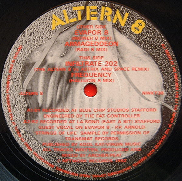 Image of Label Cover of 12" - VG/VG - ALTERN 8, E*Vapor*8 / Armageddon (Network Records; NWKT38, UK 1992, Picture Sleeve), Sleeve a little bent.,  - 4416108C