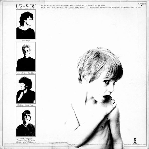 Image of Back Cover of LP - VG/VG - U2, Boy (Island Records; ILPS 9646, UK 1980, Inner With Rounded Corners, "All Rights" At Beginning Of Rim Text), ,  - 2646148S