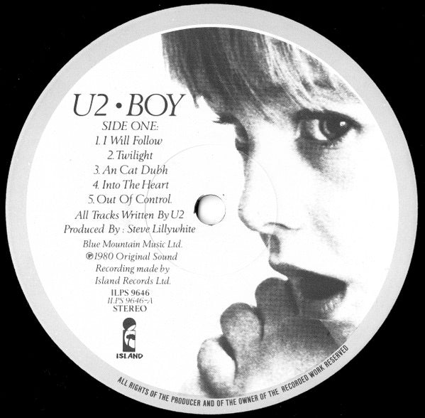 Image of Label Cover of LP - VG/VG - U2, Boy (Island Records; ILPS 9646, UK 1980, Inner With Rounded Corners, "All Rights" At Beginning Of Rim Text), ,  - 2646148S