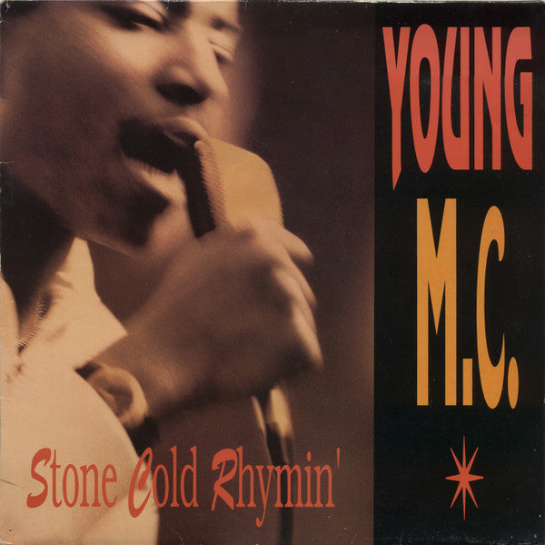 Image of Front Cover of 5114548C: LP - YOUNG M.C., Stone Cold Rhymin' (Delicious Vinyl ; BRLP 540, UK 1989, Black Inner) Quite a few light marks to disc. Plays with some surface noise.  VG/G+