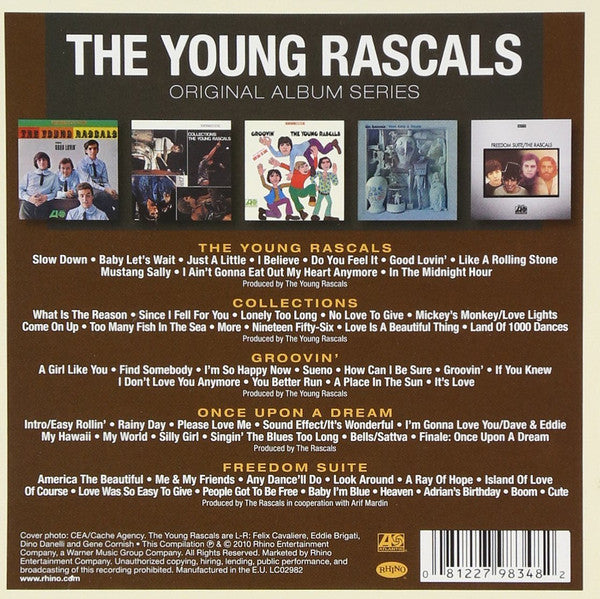 Image of Back Cover of 3135009E: 5xCD - THE YOUNG RASCALS, Original Album Series (Atlantic; 8122 79834 8, Europe 2010 Reissue, Box Set)   VG+/VG+