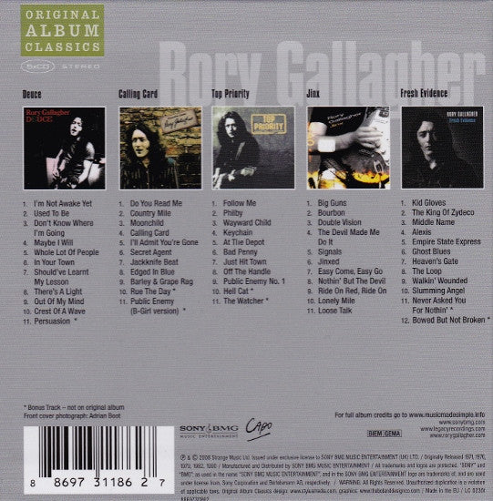 Image of Back Cover of 5xCD - VG+/VG+ - RORY GALLAGHER, Original Album Classics (Capo; 88697311862, Europe 2008, Slipcase), ,  - 3216288C
