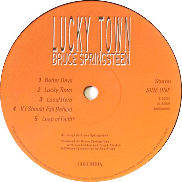 Image of Label Cover of 1814556C: LP - BRUCE SPRINGSTEEN, Lucky Town (Columbia; C530001, Europe 2018 Reissue, Inner)   EX/VG+