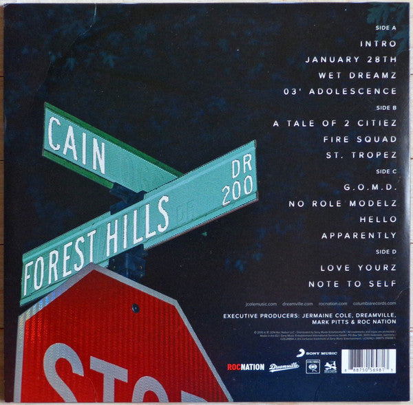 Image of Back Cover of 2xLP - VG+/VG - J. COLE, 2014 Forest Hills Drive (Roc Nation; 88875 05698 1, Europe 2015, Picture Sleeve, 2 Inners, Optimal Pressing), Light marks only,  - 3946265S