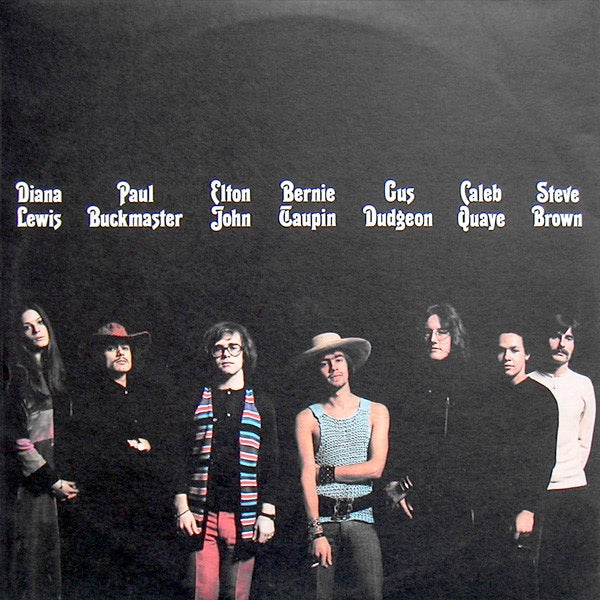 Image of Back Cover of LP - VG/G+ - ELTON JOHN, Elton John (DJM Black Yellow and Silver; DJLPS 406, UK 1970, Textured Gatefold, Vinyl Translucent When Held Up to Strong Light, Made in England on Labels), Light speckled marks,  - 3816280C
