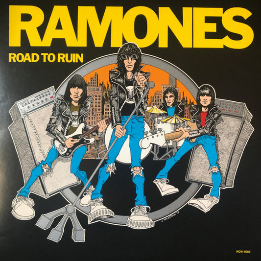 Image of Front Cover of 3344099S: LP - RAMONES, Road To Ruin (Sire; RCV1 6063, UK & US 2019 Reissue, Inner, Blue Vinyl, 40th anniversary edition) Light edge creasing, light corner wear, scratch / gouge 1inch long on top right of cover  VG/VG+