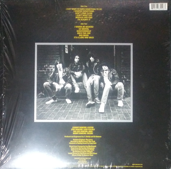 Image of Back Cover of 3344099S: LP - RAMONES, Road To Ruin (Sire; RCV1 6063, UK & US 2019 Reissue, Inner, Blue Vinyl, 40th anniversary edition) Light edge creasing, light corner wear, scratch / gouge 1inch long on top right of cover  VG/VG+