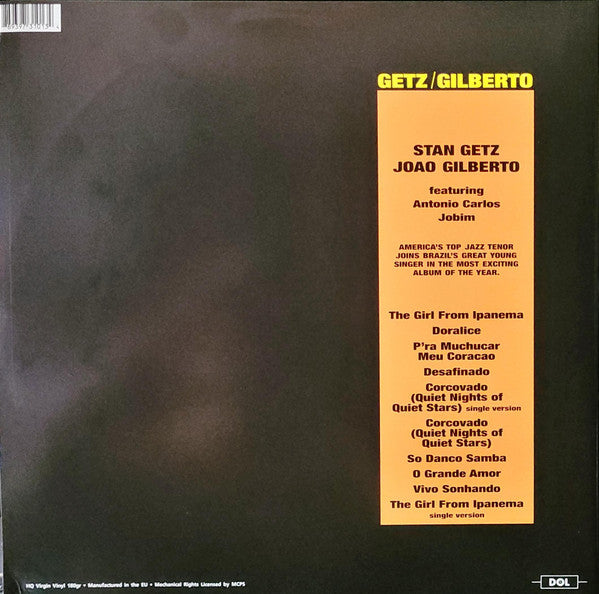 Image of Back Cover of LP - VG/VG+ - STAN GETZ / JOAO GILBERTO FEATURING ANTONIO CARLOS JOBIM, Getz / Gilberto (DOL; DOL1013HG, Europe 2022 Reissue), Cover scuffs,  - 3646079S